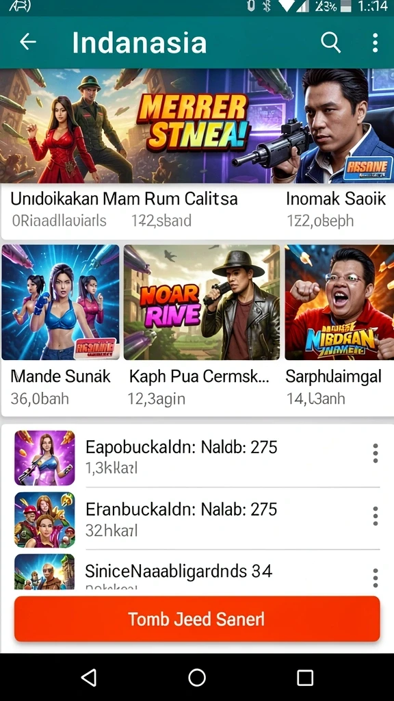 Tampilan utama aplikasi 777WIN dengan berbagai pilihan slot.